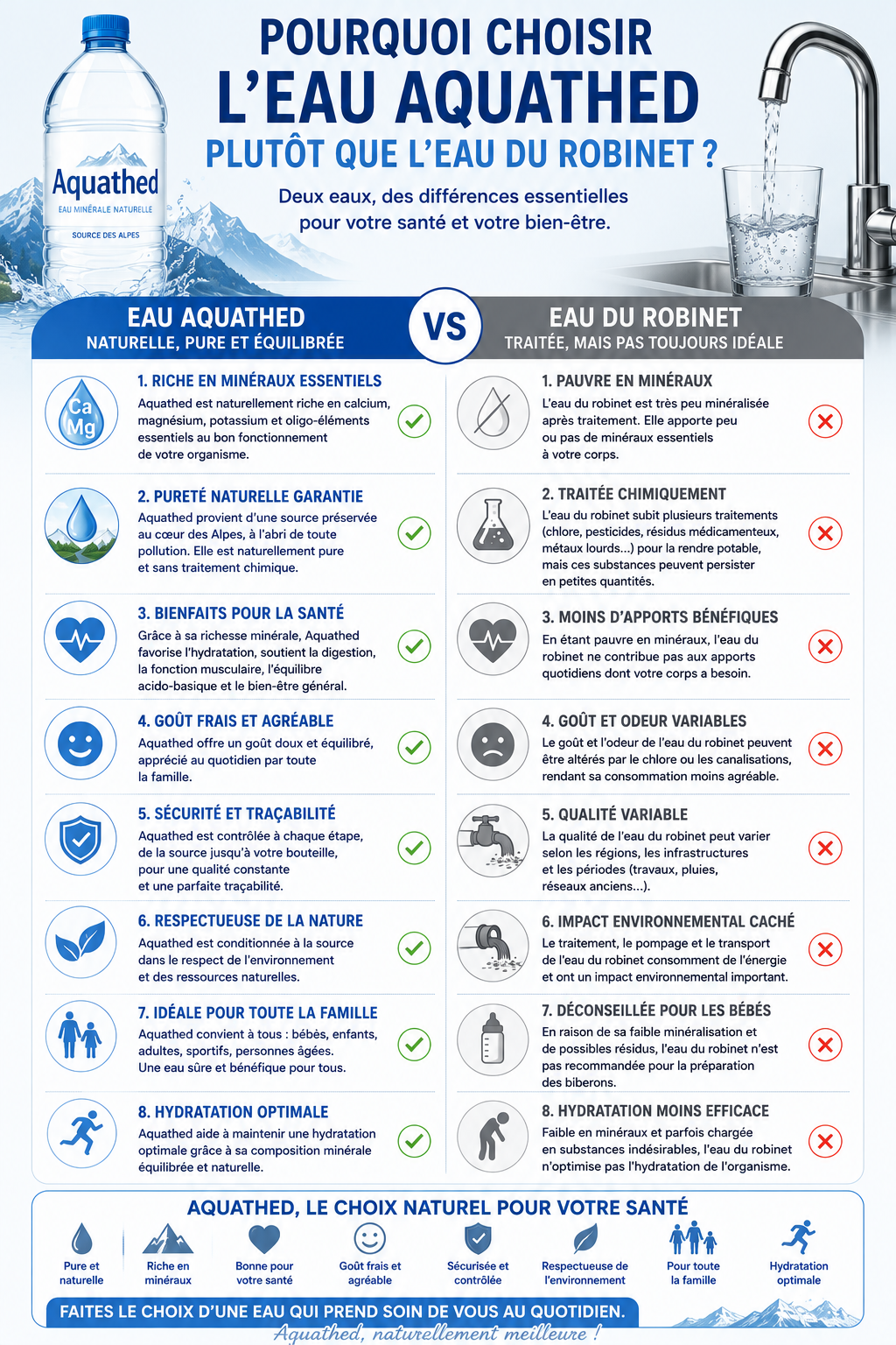 Pourquoi choisir l'eau Aquathed plus que l'eau du robinet
